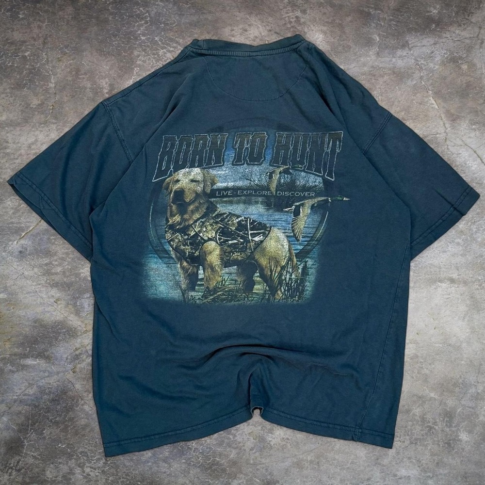 Outdoor Life Born To Hunt Faded Green Graphic Tee Men's Large Nature Outdoors